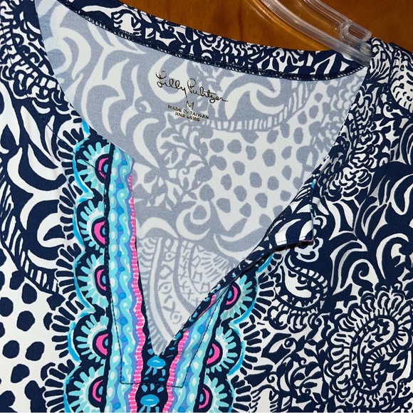 Lilly Pulitzer Nadine ChillyLilly UPF 50+ Elephant Printed Shift Dress Size M - Picture 4 of 4